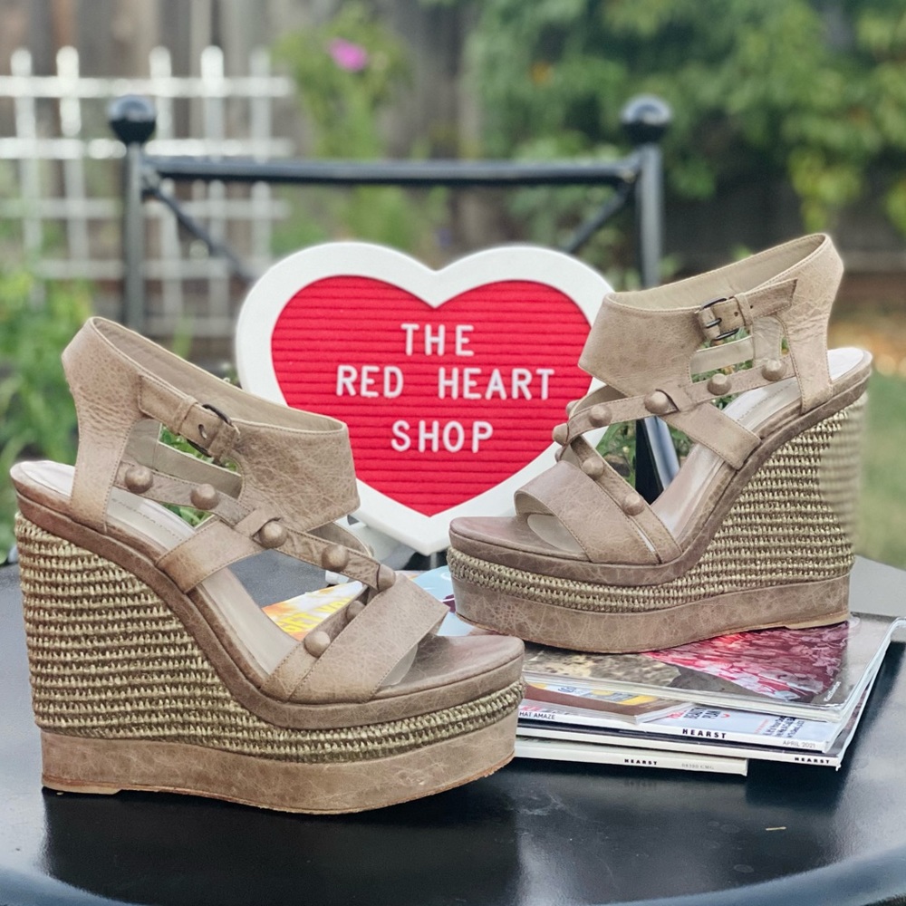 Balenciaga Tan Wedge Sandals